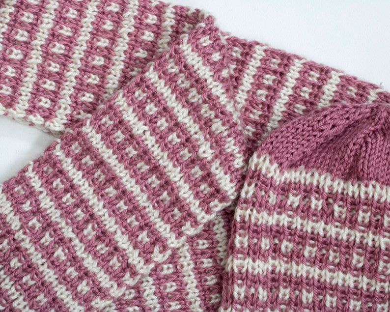 Two Mosaic Color Work Knitting Patterns Knit Reversible Scarf Etsy