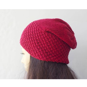 Easy Knit Slouchy Beanie Hat Pattern: Unisex Worsted Yarn (PDF Pattern)