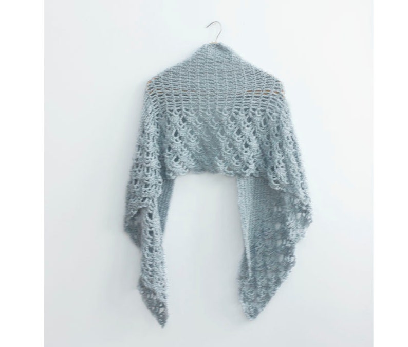 Blue Lace Shawl, Hand Crocheted Shawl, Soft Lace Wrap, Vegan Shawl, Evening Wrap image 1