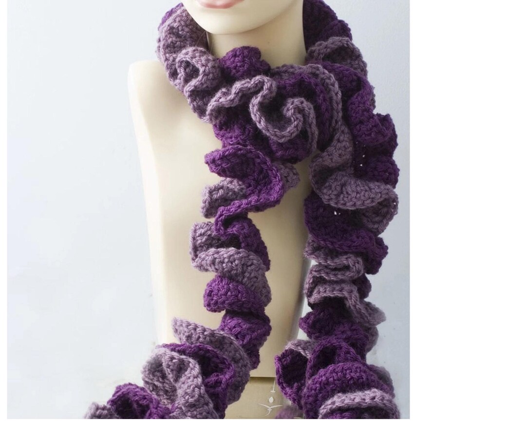 Crocheted Ruffle Scarf Pattern Easy Crochet Pattern Double Ruffle Scarf: Worsted Weight (digital ...