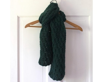 Hand Knit Soft Thick Cotton Scarf: Unisex Long Custom