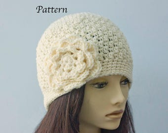 Flower Cloche Hat Crochet Pattern (PDF Pattern)