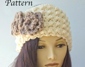 Easy Boho Flower Headband Crochet Pattern for Chunky Yarn, Ear Warmer Pattern, Boho Head Band