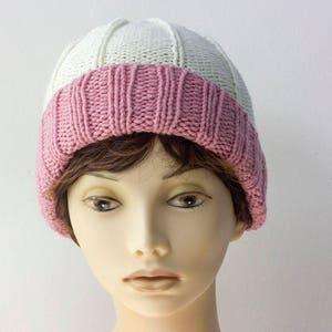Easy Beanie Hat Knitting Pattern,  Ribbed, Worsted Weight Yarn