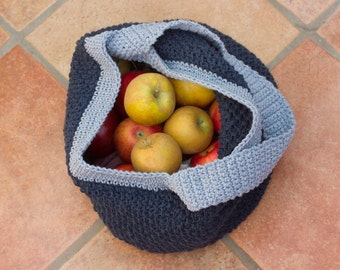 Navy Blue Cotton Market Bag,  Grocery, Beach Bag