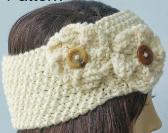 Flower Headband Knitting Pattern, Flower Ear Warmer Pattern, Adult, Child Head Band, Worsted Weight Yarn