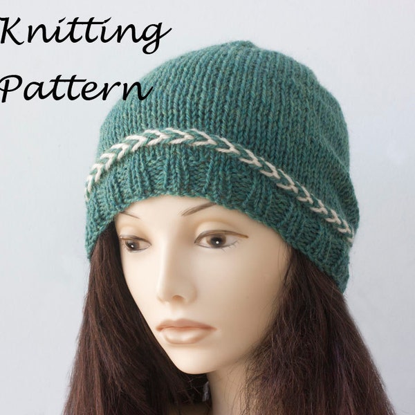 Latvian Braid Hat Knitting Pattern, Beanie Hat Knitting Pattern for Worsted Yarn