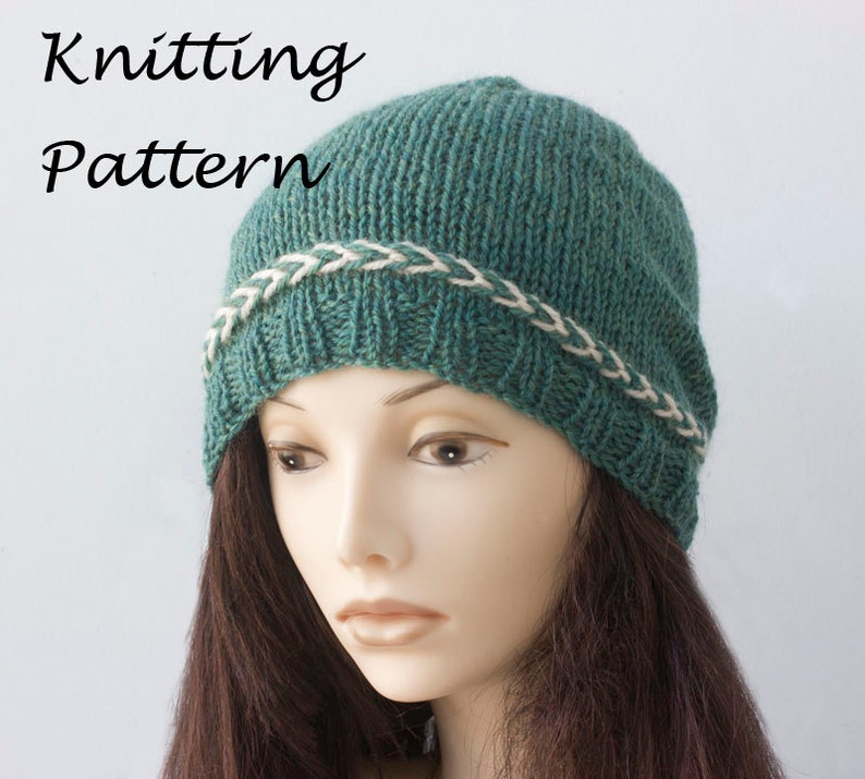 Latvian Braid Hat Knitting Pattern, Beanie Hat Knitting Pattern for Worsted Yarn image 1