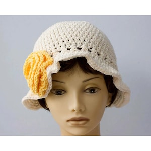 Hand Crochet  Cotton Sun Hat with Flower
