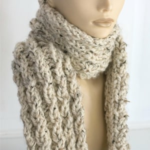 Thick Chunky Cable Scarf, Hand Knit, Unisex, Custom
