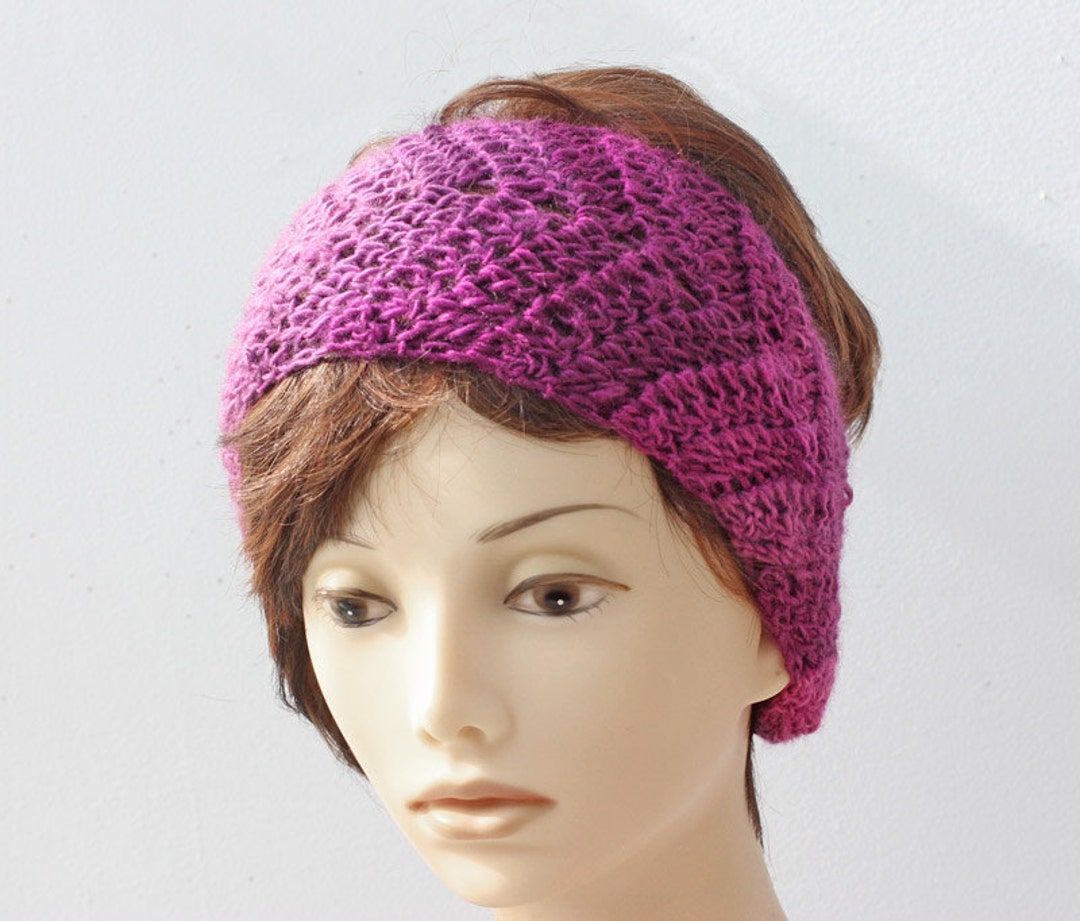 Woman's Ear Warmers Hand Crochet Purple Headband Messy - Etsy