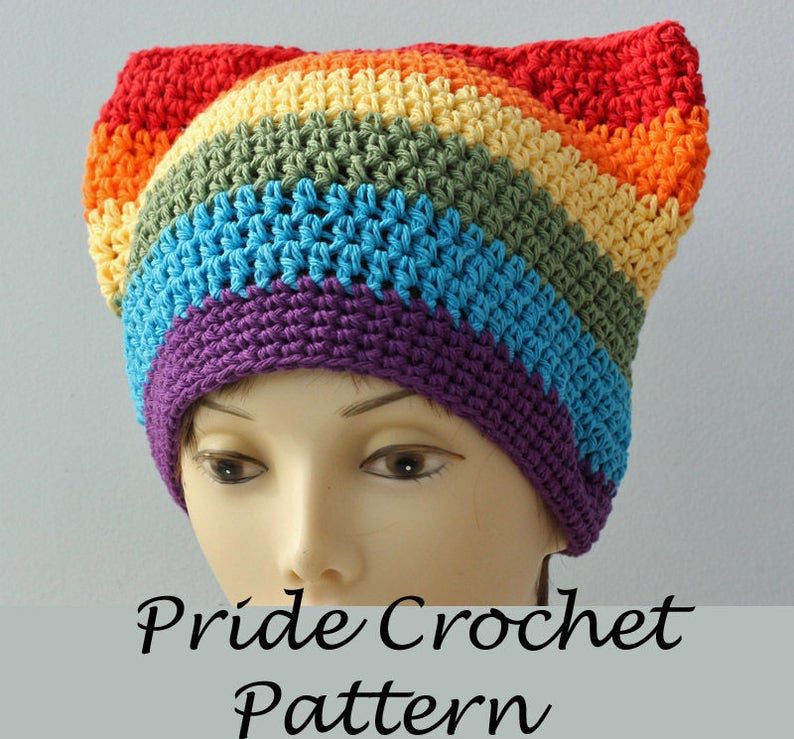 Free Gay Pride Rainbow Pussy Hat Crochet Pattern Etsy Canada
