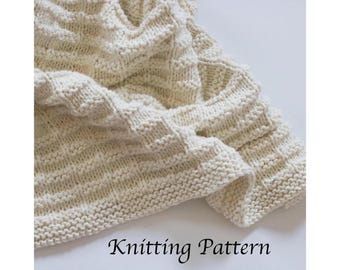 Easy Knitting Pattern for Baby Blanket, Soft Cotton, Thick and Squishy