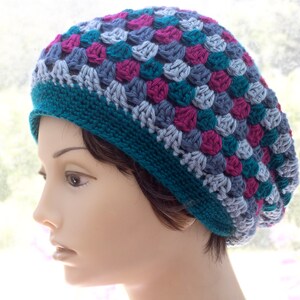 Granny Square Beanie Hat, Crocheted Winter Hat, Chose Colors