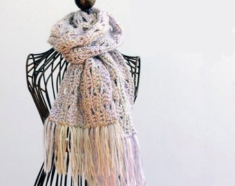 Fringed Long Knit Scarf for Women, Soft Lacy Fashion Scarf, Chose Colors,  Soft Lace Scarf, Fashion Scarf