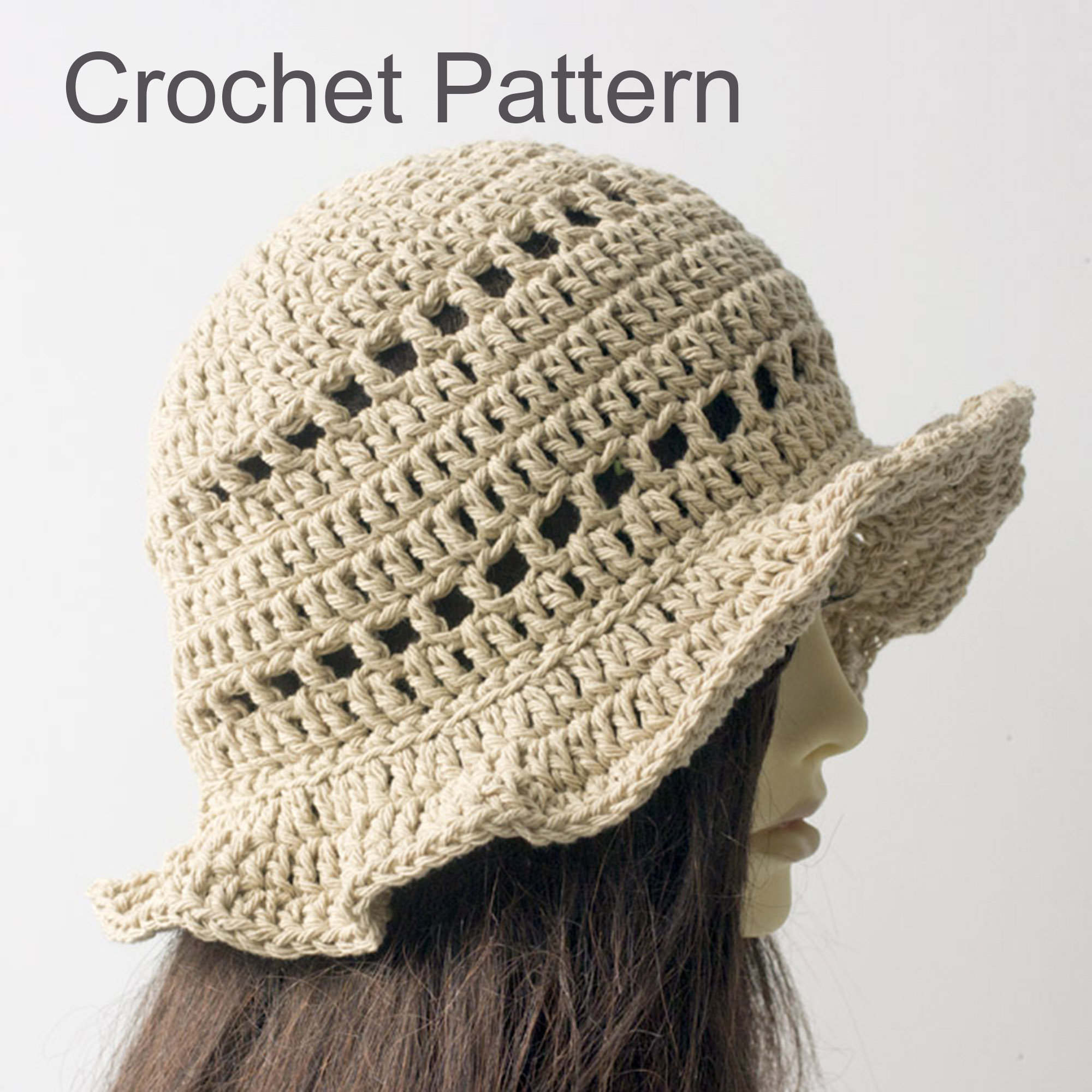 Easy Cotton Sun Hat Crochet Pattern, Brimmed Hat Pattern