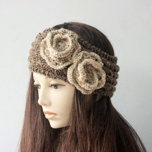 Flower Headband Knitting Pattern: Mock Cable Rib Ear Warmers Adult & Child (PDF Pattern)