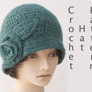 Flapper Cloche Hat Crochet Pattern, Flower and Leaf Hat Pattern, Instant Download, PDF Pattern image 2