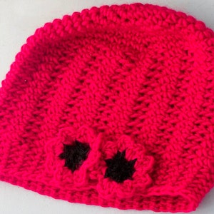 Red Poppy Flower Hat, Crochet Cloche Winter Hat, Women's Hat image 4