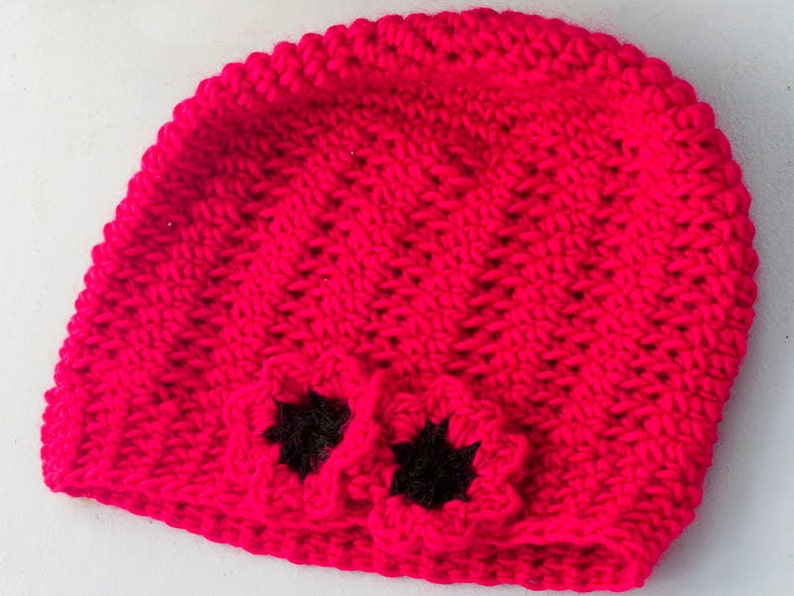 Red Poppy Flower Hat, Crochet Cloche Winter Hat, Women's Hat image 4