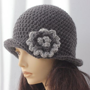 Flower Cloche Hat, 1920's Flapper Hat, Chose Color, Woman's Winter Hat image 1