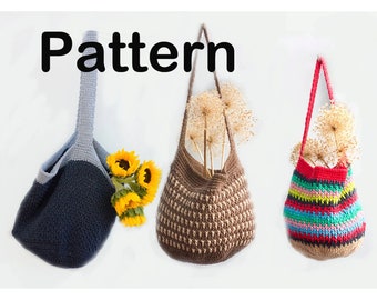 Market Bag Crochet Pattern, Grocery Bag Pattern, Slouchy Tote Bag, Book Bag, Beach Bag