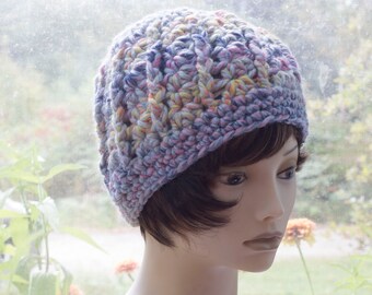 Hand Crochet Woman's  Beanie,  Winter  Cap Soft Colors
