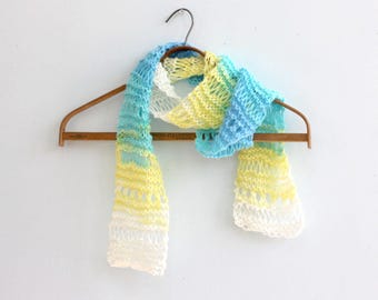 Hand Crochet Skinny Scarf: Lightweight, Spring Colors