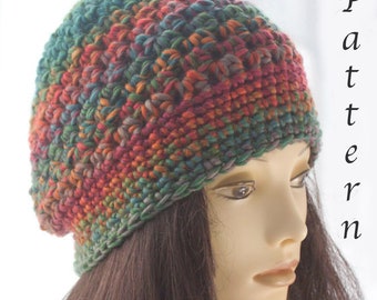 Slouchy Beanie Hat Crochet Pattern,  Easy Crochet Pattern, PDF Crochet Pattern Bulky Yarn Man Woman