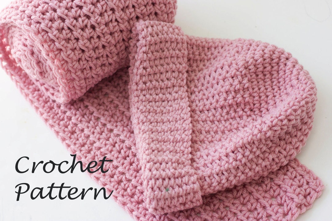 Easy Crochet Pattern Hat and Scarf Set Crochet Pattern Etsy