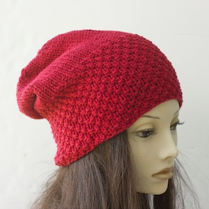 Easy Hat Knitting Pattern, Slouchy Beanie Pattern, Unisex Knit Hat Pattern