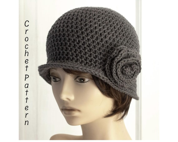 Cloche Hat Crochet Pattern, Flower and Leaf Hat - Etsy