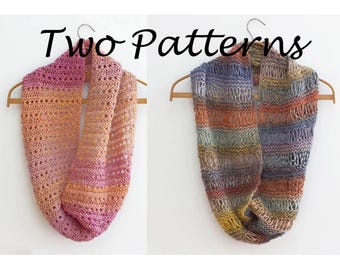 Two Lacy Circle Scarf Knitting Patterns: Unisex Cowl (PDF Pattern)