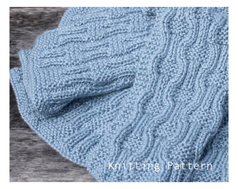 Easy  Baby Blanket Knitting Pattern, Easy Reversible Baby Blanket with Caron Simply Soft