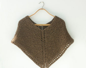 Hand Knit Poncho: Custom Color Boho Hippie Style
