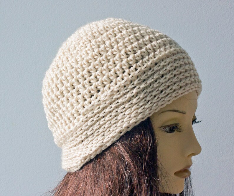 Woman's Winter Beanie, Cloche Hat, Custom Color, Crochet Toque Hat, Unisex Hat image 3