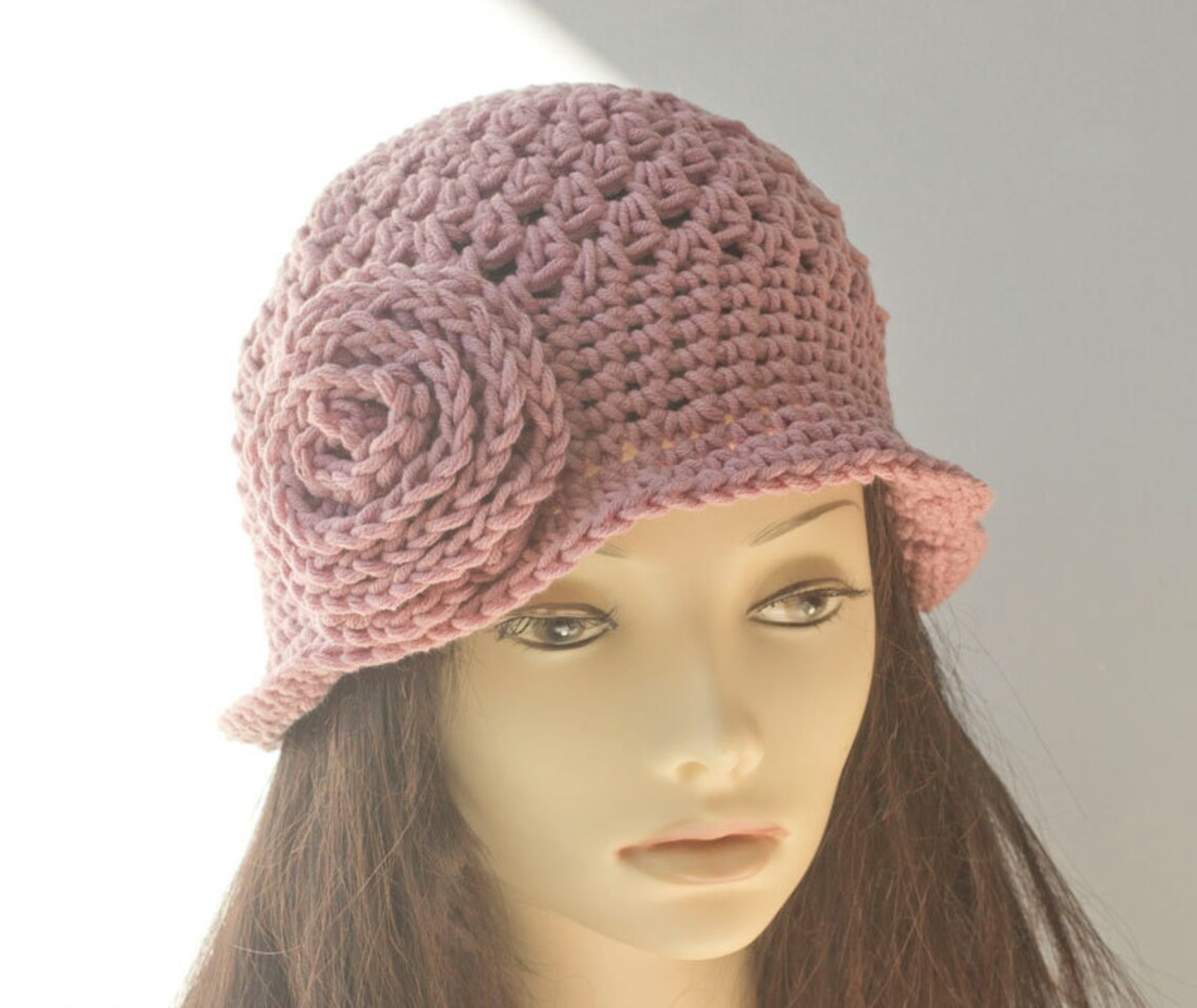 Flower Hat Crochet Pattern Instant Download Rose Flower Etsy España