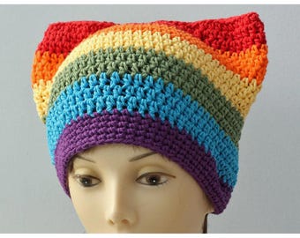 Custom LGBTQ Pride Cotton Crochet Cat Hat: Chose Colors, Any Flag