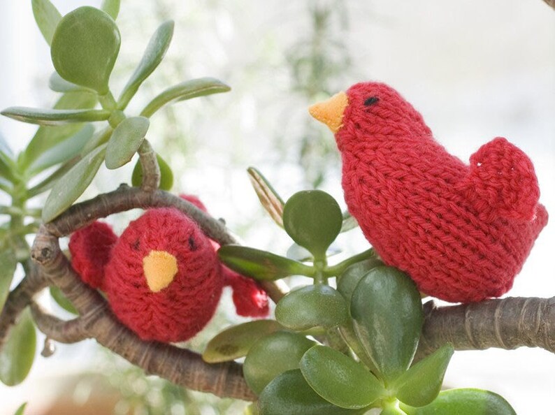 Red Cardinal Bird Toy, Knit Stuffed Animal, Waldorf Toy, image 2