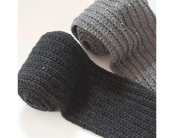 Hand Crocheted Winter Scarf: Gray Tweed or Charcoal
