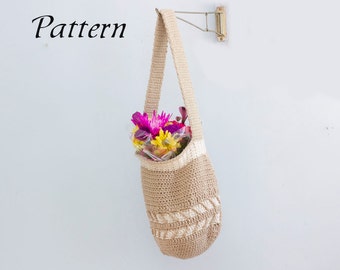 Crochet Pattern Market Tote Bag, Cotton