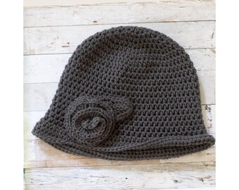 Cloche Hat Crochet Pattern, Flower and Leaf Hat - Etsy display picture 3