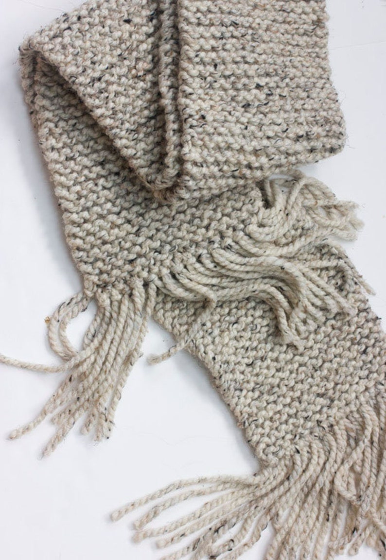 Mens Scarf, Winter Scarf, Mens Gift, Chunky Scarf, Knit Scarf, Long Scarf, Womans Scarf, Beige Oatmeal Scarf image 6