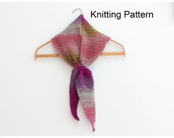 Easy Keyhole Scarf Knitting Pattern, Triangle Neck Scarf, Stay in Place Scarf Pattern, Self Tying Scarf