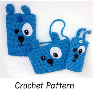 Crochet Pattern, Puppy Dog Clutch Purse, Cross Body Bag, E-Reader Cover,  Phone Case