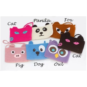 Crochet Animal Purse, Cat, Dog, Fox, Owl, Pig, Panda: Crossbody Bag