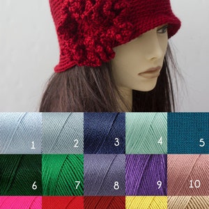 Flower Cloche, Custom Hat, Choose Color, Flapper Hat, Hand Crocheted 1920s Style Cloche Hat, Vegan Hat, Winter Accessory image 6