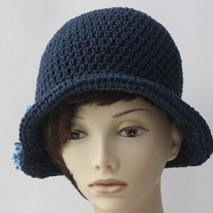 Flapper Sun Hat Crochet Pattern, Cotton Summer Flower Cloche Hat ...