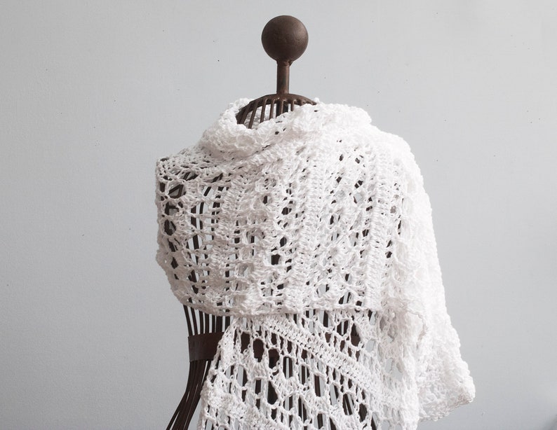 Bridal Wrap Hand Crochet White Lace Bride/'s Shawl