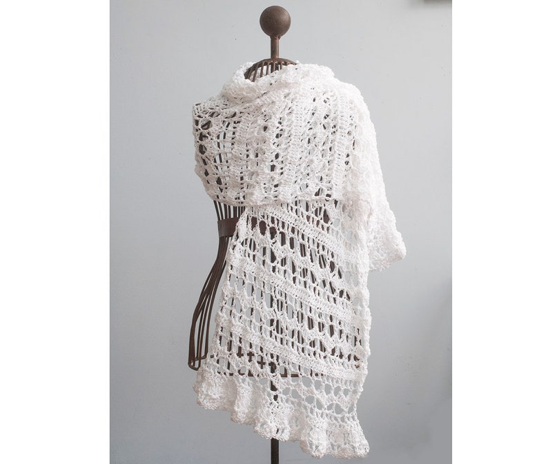 Bridal Wrap Hand Crochet White Lace Bride/'s Shawl